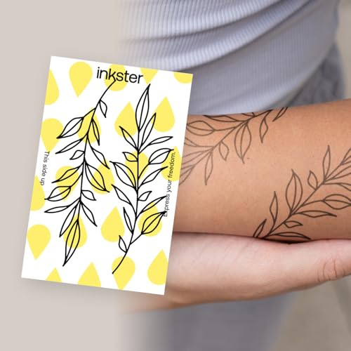 Inkster Tattoo - Symmetrische Ornamente Arm - vegane & wasserfeste Temporäre Tattoos für Erwachsene - EU-Kosmetikzertifizierte Farbe - revolutionäres 2 Wochen Tattoo | Premium Klebetattoos