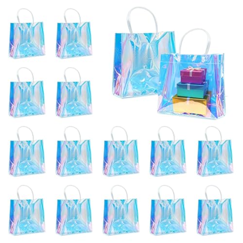 Vankcp 16 PCS Holographic Gift Bags with Handles Party Favor Bags