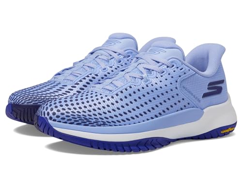 Skechers Women's Viper Court Elite, Light/Blue, 9