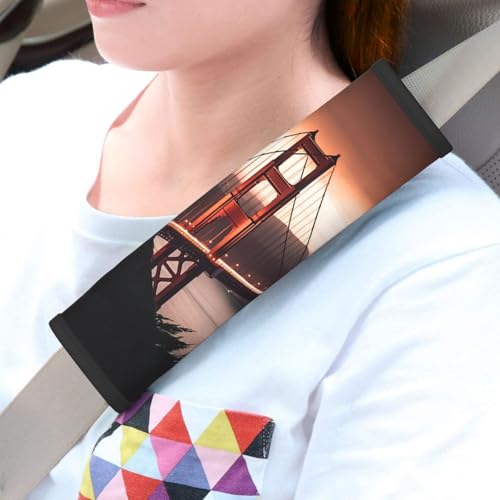 LHDGBWC 2 cuscinetti universali per cinture di sicurezza auto, copertura per cintura di sicurezza Golden Gate Bridge, per cinture di sicurezza, accessori interni auto
