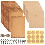Set di carta da lettere e buste vintage, 12 buste e 16 fogli di carta da lettere, con 36 accessori, adatti per inviti, lettere d'amore, ecc