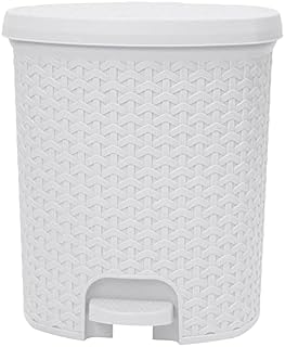 Hobby Life Rattan Style Plastic Pedal Bins 3 to 21 Litres Bathroom, Kitchen, Office Dustbin - 21 Litre - White