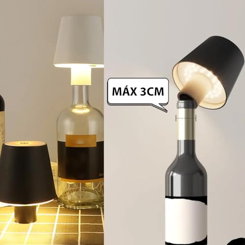 Luminária Abajur Garrafa Mesa Led Touch Portátil Dimerizável Branco Frio Quente Neutro Recarregável