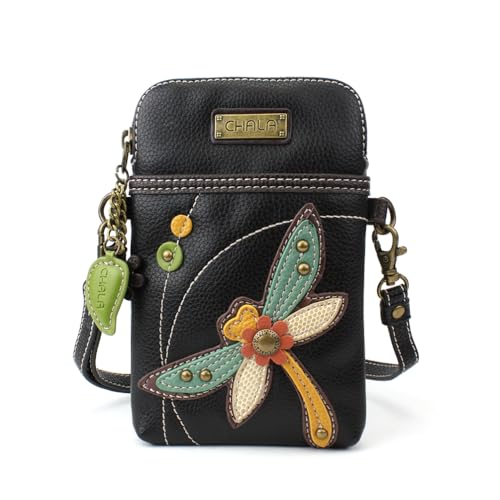 Image of CHALA Garden Animal Collection Cell Phone Crossbody Purse-Women PU Leather /Canvas Multicolor Handbag with Adjustable Strap