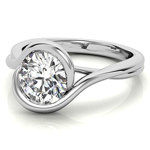 2.50 Ct Round Cut Colorless Moissanite Knot Style Engagement Ring, Wedding/Bridal Ring Set, Bypass Bezel Style, Solid Sterling Silver Vintage Antique Anniversary Promise Ring Gift For Her (5) #TOP2