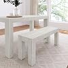 Plank+Beam 49 Inch Dining Bench for Dining Room, Bench for 60 Inch Table Kitchen Dining Seat, Wooden Outdoor Bench, Solid Wood Entryway Bench, White Sand Wirebrush