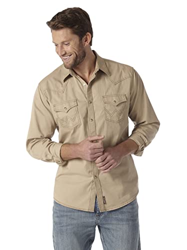 Wrangler Men's Denim Light Wash Long Sleeve Snap Shirt