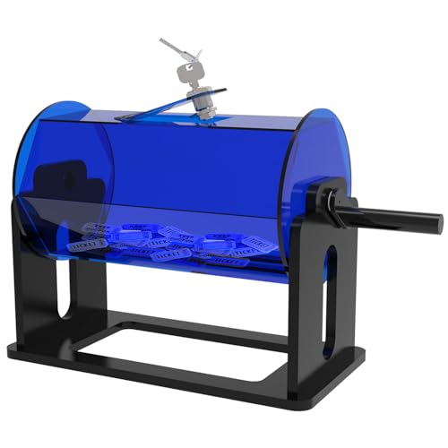 CheeFun Raffle Ticket Spinner Raffle Drum: Acrylic Rotating Lottery Box with Handle (Blue) by CheeFun - Used condition - US$40.74