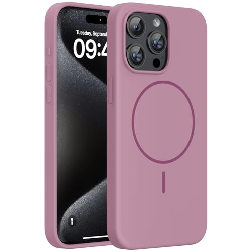 Image of Miracase Magnetic for iPhone 15 Pro Max Case, [Soft Anti-Scratch Microfiber Lining], Compatible with MagSafe, Liquid Silicone Case Shockproof Drop Protection Phone Case for 15 ProMax, Blackcurrant