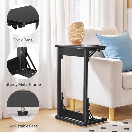 Hoobro Folding C Shaped End Table, Foldable Tv Tray Table For Eating thumb #4