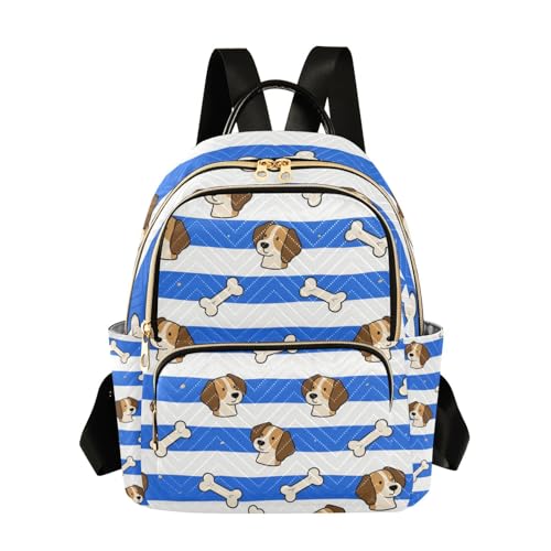 Sac à dos bandoulière rayures bleues femme idéal pour les balades en ville et le bureau