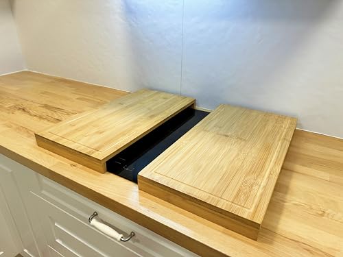 Miniatura 7 de Cubre Vitrocerámica E Induccion, Juego De 2 Tablas De Cortar De Madera Bambú Natural Nórdica De 56x55x4,5 Cm, Protector Encimera Universal 100 Compatible