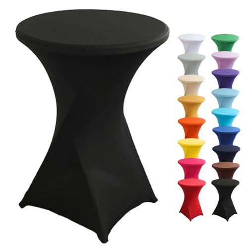 Highdi Housse de Table Haute Cocktail, Spandex Extensible Housse pour Table Haute Ronde pour, Mariage, Anniversaire, Fête, événement, Banquet, Décoration...