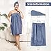 Plus Size Towel Wrap with Hair Towel for Women,Women Shower Wrap Spa Bathrobe Comfortable Bath Towels Body Wrap Adjustable + Hair Drying Towel,Dark Blue XL-XXL