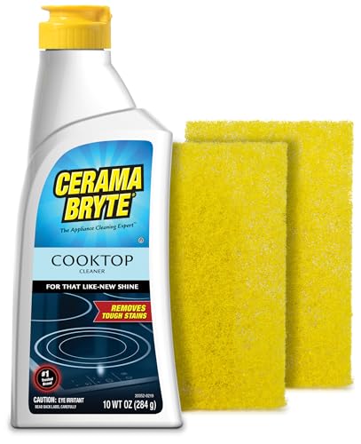 Cerama Bryte Combo Kit Pads & Removes Tough Stains Cooktop and Stove Top Cleaner for Glass - Ceramic...