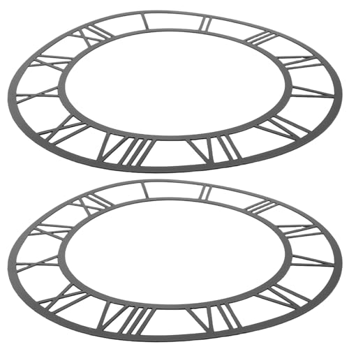 Lurrose Lot de 2 Stickers Muraux Chiffres D'horloge Romains en Acrylique Noir Miroir Rond 20 Cm, Horloge Adhésive Décorative sans Perçage pour Salon et Entrée,...