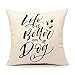 4TH Emotion Dog Lover Quotes Throw Pillow Case Cushion Cover Cotton Linen 18 x 18 Inch,Life Is Better with a Dog