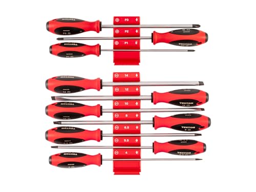 Image of TEKTON Phillips and Slotted Screwdriver Set, 10-Piece | DWZ90118 | 8 Inch Shanks, P1 - P3, 4 - 14 mm, Modular Organizers