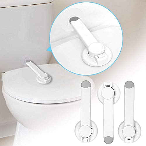 Image of 3 Pack Baby Proofing Toilet Lock, Fangze Toilet Lid Seat Locker Fit Most Toilets Bathroom Child Safety Locks for Toddler Kids Pets