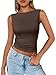 Trendy Queen Women Going Out Summer Tank Tops Spring Casual Basic Cute 2026 Sleeveless Shirt Vacation Fashion Outfit Clothes Dark Browm L