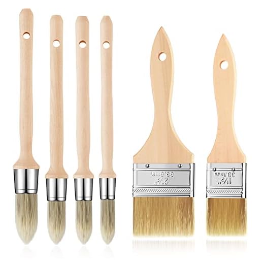 6 Pcs Trim Paint Brush Set 6 Sizes Trim Painting Tool, Edge Painting Tool Wooden Handle Small Paint Brush Trim Brush for Paint Varnishes House Wall Edges Corner Art Supplies