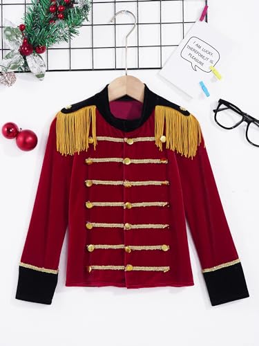 JEYPINMI Boys Girls Long Sleeve Tassels Marching Band Uniform Majorette Drum Trumpet Team Honor Guard Jacket Tops4