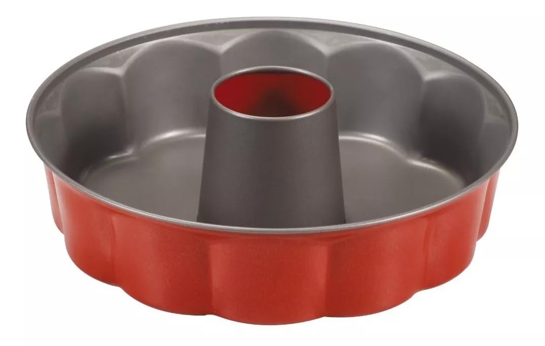 Guardini Rossana 2.0, Moule à Savarin Fiorella 26 cm, Acier Avec Revêtement Anti-Adhérent, Couleur Rouge/Grise