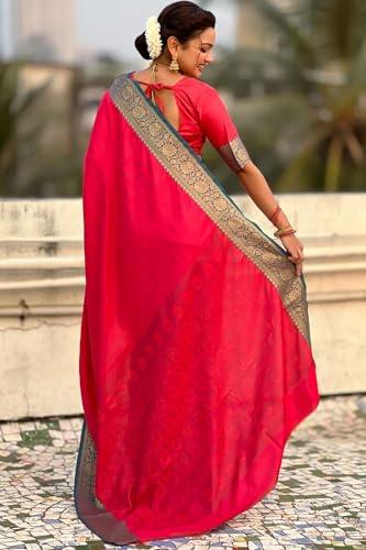 Image of SGF11 Women's Kanjivaram Pure Soft Silk Designer Saree With Blouse Piece