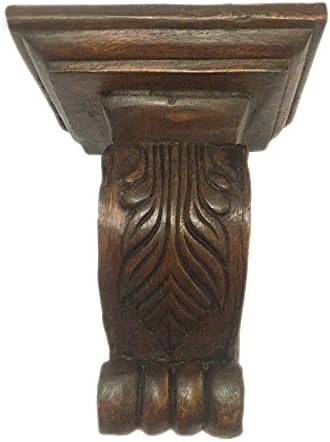CinMin Handcarved Wood Corbel Bracket and Floating Stand, 9.5 Inch (Corinth Whitewash)