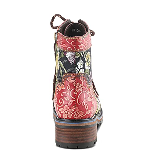 Spring Step L'Artiste Fantastic Booties for Women - Floral Hand Painted Womens Ankle Boots Low Heel - Everyday Wear Leather and Textile Western Booties Red Multi EU 37 / US 6.5-7 by Spring Step L'Artiste - Image 8