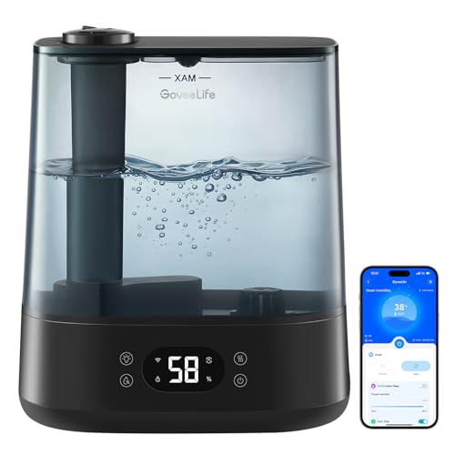 GoveeLife Smart Humidifiers for Bedroom, 6L Cool Mist Top Fill for Large Room, Humidity Sensor, Auto...