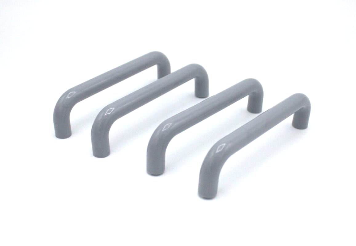 KLAMA Set of 4 Plastic Furniture Handles for Cupboards, Drawers and Doors (Hole Spacing 96 mm, Grey)