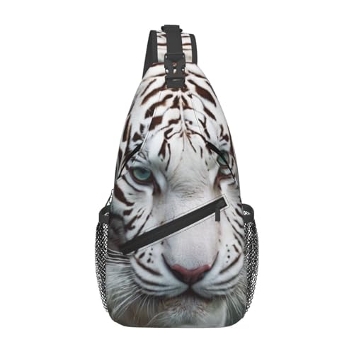 Sac à bandoulière avec imprimé Tiger02 blanc style décontracté et format taille unique
