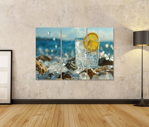Image sur toile verre glacé citron plage tableau décoration murale - 3