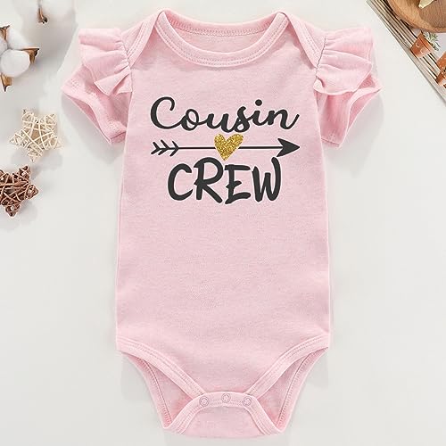 Acwssit Cousin Crew Baby Girl'S Clothes With Ruffles Funny Bodysuit 0-3 Months Pink thumb #1