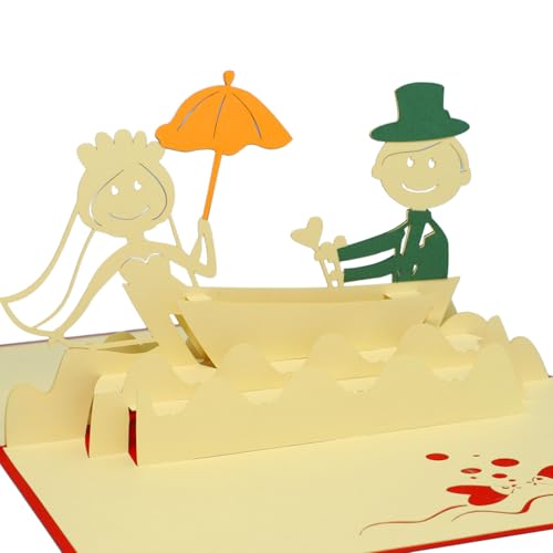 Lin de Pop Up Tarjetas Tarjetas de boda, boda invitaciones, tarjetas de 3d Valentin Tarjetas Tarjetas de felicitación Tarjetas de felicitación bodas, novios en barco