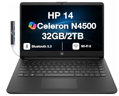 Laptop HP 14 pulgadas Celeron 32GB 2TB SSD Win 11 Pro miniatura 1