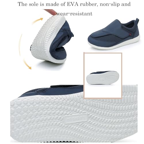 Diabetic Shoes for Women Extra Wide Adjustable Walking，Slip-on Shoes for Swollen Feet for Elderly Soft Reduce Pain Caused by Friction Blue (8)4