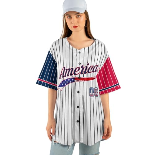 Personalized USA Baseball Jersey for Men, American Flag Shirt USA Baseball Jersey for 4th of July, Independence Day Shirt miniatura 6
