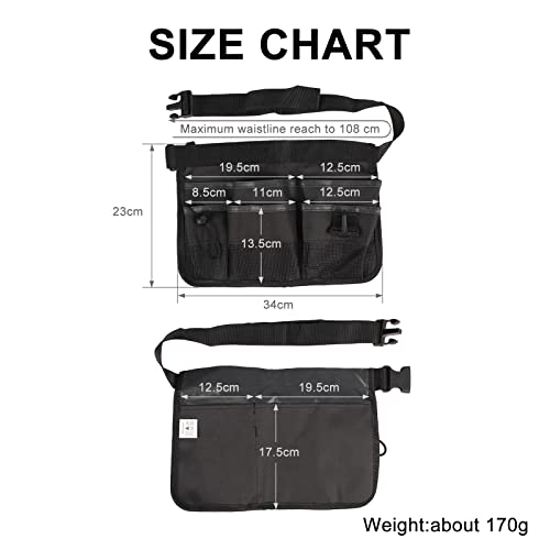 Homycomy Gardening Tool Waist Bag Belt Heavy Duty Oxford Tool Apron With 7 Packets Black #TOP1