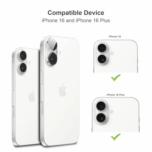 Image of SupCares Premium Camera Lens Protector Tempered Glass Compatible For iPhone 16 and iPhone 16 Plus With Installation Kit | Edge to Edge Coverage | Transparent | Pack of 2