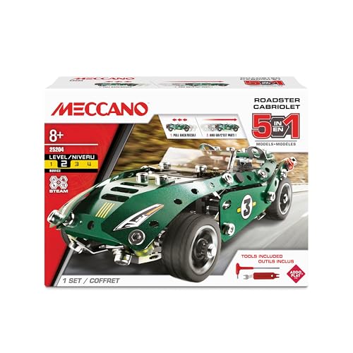 MECCANO 5-in-1 Roadster Construction Set For Children From 8 Years And Over Construction Toy STEM Kit For Kids Building Set Gift Boys Girl Build Your Own Car Toy