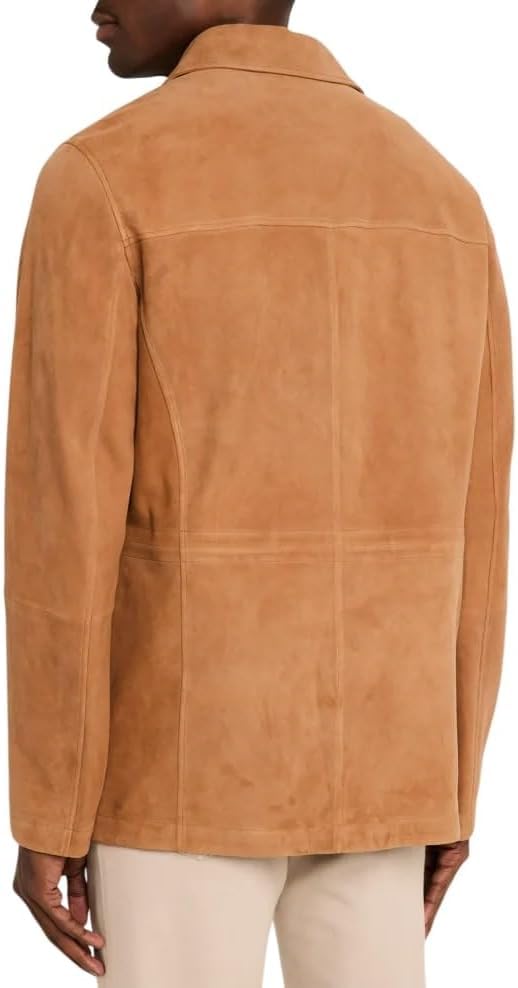 Mens Premium Suede Safari Field Coat – Men's Classic Field Style Faux Suede Outerwear – Bush jacket Field Coat2