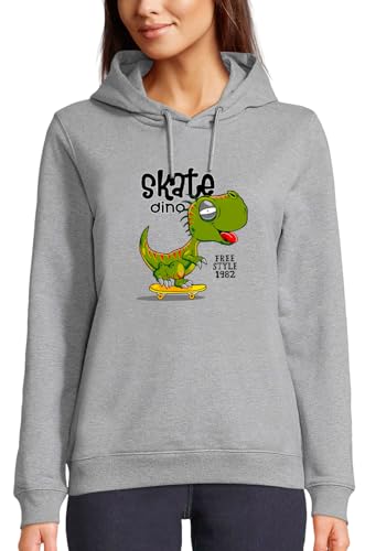 Sweat skate dino avec grand motif dinosaure sur un skateboard pour femme