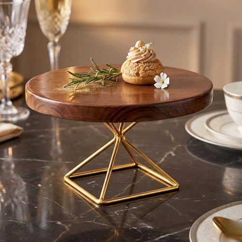 Image of Metscape India Sturdy Metal & Wood Cake Display Stand | Elegant Dessert, Pastry & Cake Presentation | Ideal for Weddings, Parties, Home Decor or Daily Use | Functional & Stylish | Premium Home Accessory