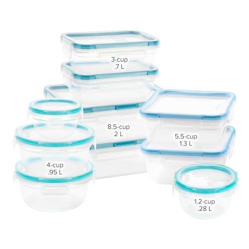 Snapware Plastic Total Solutions (10-Pack, Mixed Sizes) Food Storage Containers Set, Airtight & Leakproof Plastic Locking BPA-Free Lids Tupperware,