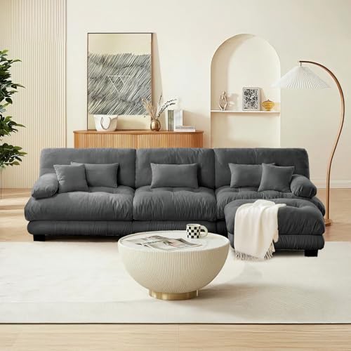 Image of SoarFlash Sectional Sofas Couches for Living Room, L Shaped Couch Sofa Set, Small Couches for Small Spaces, Apartment with Movable Ottoman, Grey