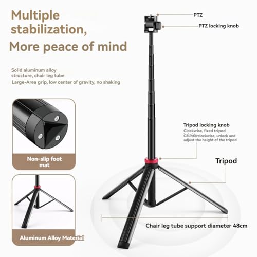 Trípode para cámara y teléfono portátil extensible soporte de luz ajustable 6