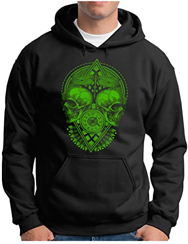 Sweat à capuche tête de mort homme noir vêtement streetwear pull Bones du S au 4XL