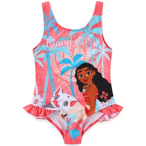 Disney Princess Moana Girls Swimsuit UPF 50+ One Piece Bathing Suit for Toddler and Big Kids